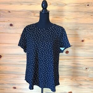 Croft & Barrow Women's Black Polka Dot Top XXL